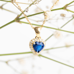 Collier Pendentif Coeur Bleu Saphir